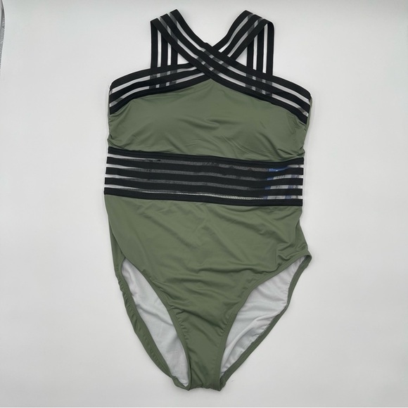 Hilor Women's One Piece Front Crossover Hollow Bathing Suit Size Large NWT - Picture 2 of 12